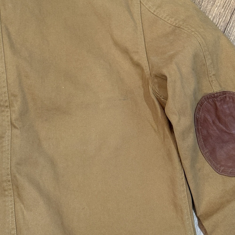 Orvis Blazer Mens L Khaki Zambezi Twill Leather Elbow‎ Patches 2 Button Field - Picture 7 of 7